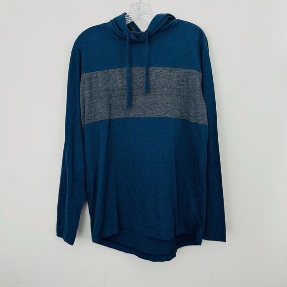 Veece Blue And Gray Striped Pullover Hoodie Men’s Size L - Picture 1 of 8